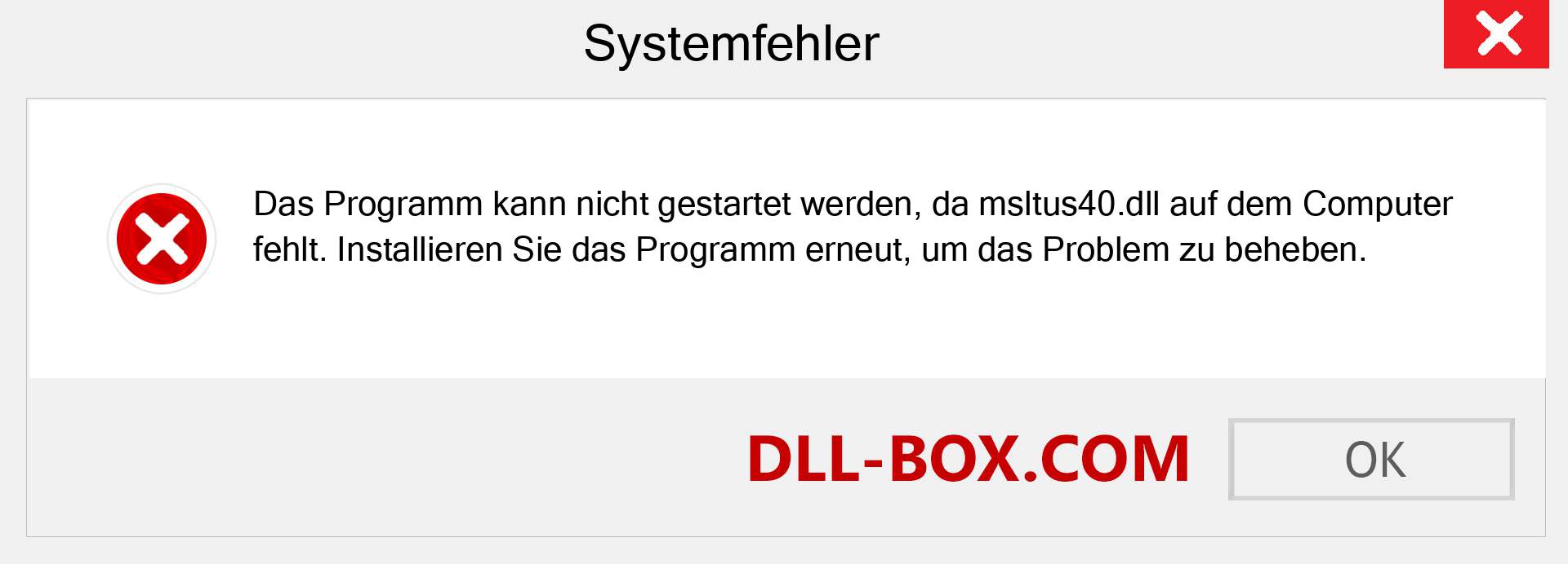 msltus40.dll-Datei fehlt?. Download für Windows 7, 8, 10 - Fix msltus40 dll Missing Error unter Windows, Fotos, Bildern