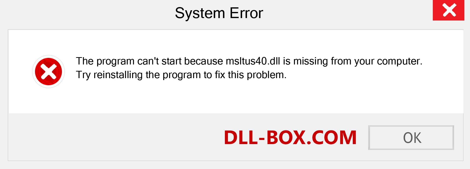  msltus40.dll file is missing?. Download for Windows 7, 8, 10 - Fix  msltus40 dll Missing Error on Windows, photos, images