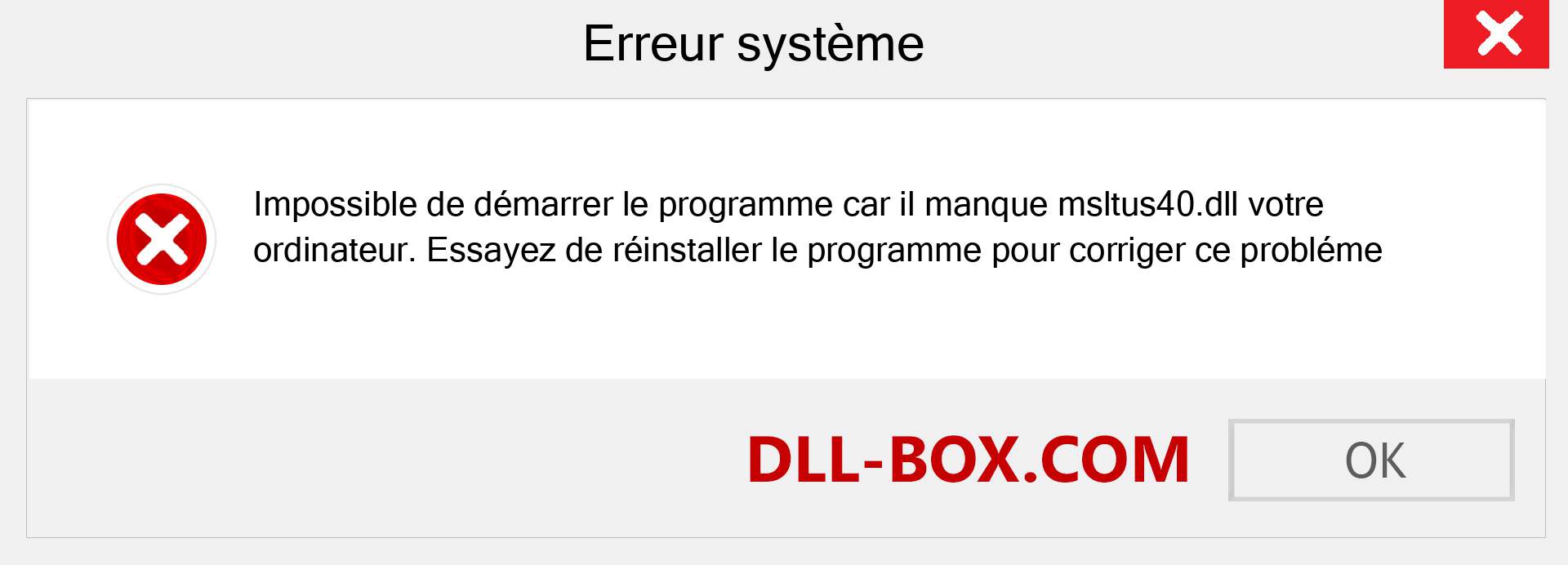 Le fichier msltus40.dll est manquant ?. Télécharger pour Windows 7, 8, 10 - Correction de l'erreur manquante msltus40 dll sur Windows, photos, images